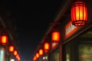 《夜市三十天》封面，夜市摊位灯光与排队人群